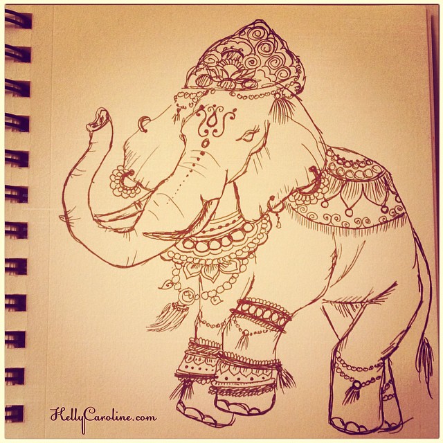 Indian Elephant drawing in my sketchbook for today -inspired by an unknown artist online #elephant #india #indian #henna #mehndi #wedding #jewelry #parade #sketch #sketchbook #draw #drawing #kellycaroline #art #artist #artwork #paper #pen #ink #tattoo #tattoos #tattooideas #ypsi #ypsilanti #michigan #michiganart #style #elephants