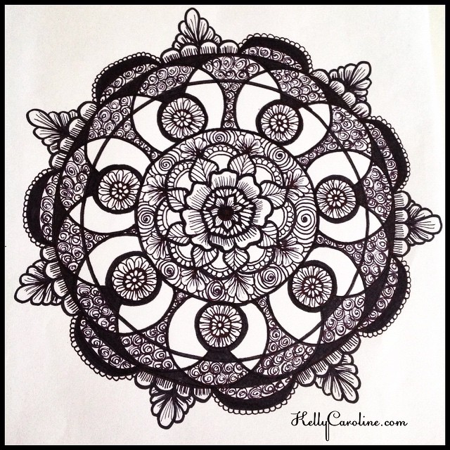 Mandala henna tattoo design I drew today - floral with swirls - henna michigan #henna #hennas #hennaart #tattoo #tattoos #hennamichigan #michigan #michiganart #kellycaroline #design #draw #drawing #blackandwhite #flower #flowers #floral #shading #shaded #sketch #sketchbook #annarbor #art #artist #paper #ink #india #mandala #swirls #symmetry