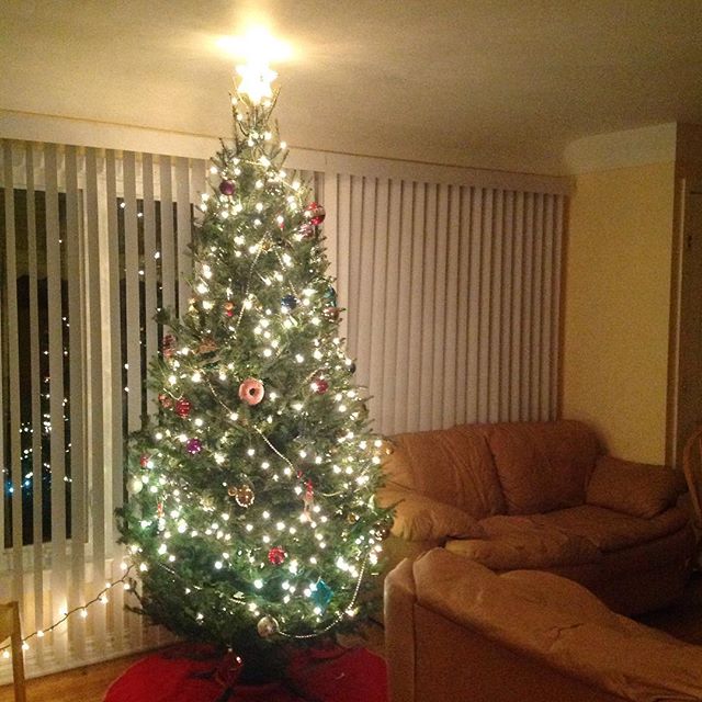 O christmas tree  our fresh tree from the farmers market in town. Very very thankful to have all I have this Christmas season, especially my family and friends #christmas #tree #christmastree #ypsi #ypsilanti #lights #season #winter #warmth #ornaments #star #celebrate #thankful