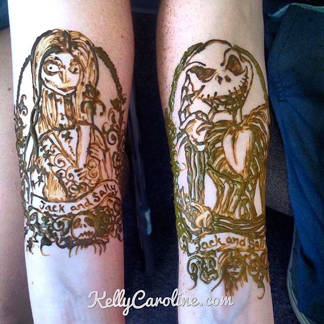 A throwback to a Jack and Sally henna design I did for a cute high school couple two years ago - I wonder if they're still in love?  email kelly@kellycaroline.com #henna #hennas #hennaartist #kellycaroline #michigan #michiganartist #dearborn #dearbornheights #mehndi #mehndidesign #tattoo #tattoos #ink #organic #hennadesign #hennatattoo #hennatattoos #flower #flowers #yoga #yogi #mandala #ypsi #ypsilanti #detroit #birthdayparty #jackandsally #nightmarebeforechristmas #jackskellington