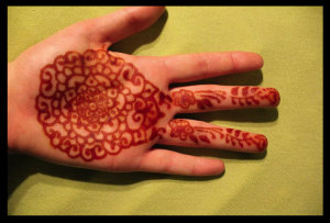 henna paste removed, henna stain