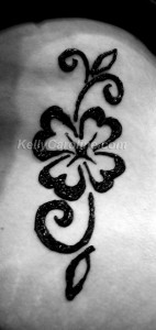 henna 4 leaf clover, four, torso, abstract design
