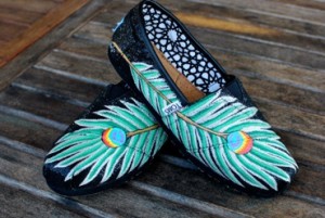 peacock, toms, shoes, painted