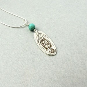 turquoise, silver necklace, paisley 