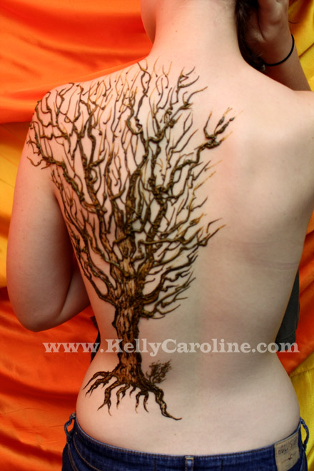 henna tree tattoo, henna michigan, tree design, henna tattoo michigan on back