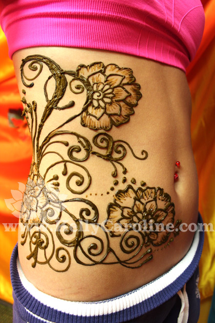 rib floral design, side tattoo, flowers, vines