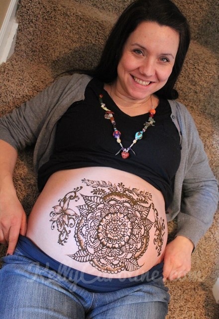Baby belly henna design, henna Michigan, henna tattoo artist, flower henna, orchid henna
