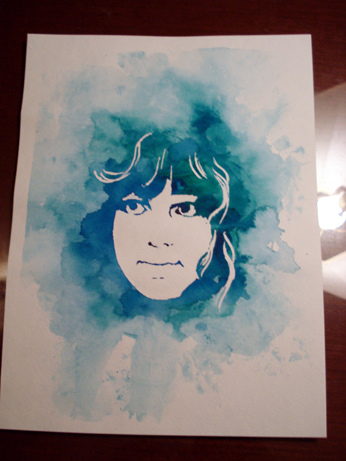 Watercolor Stencil Portrait + TUTORIAL