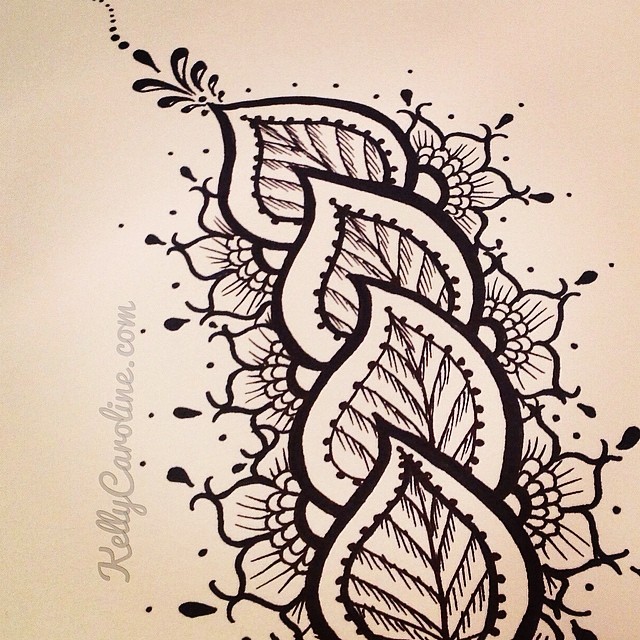 Henna style leaves #kellycaroline #henna #ypsilanti #art #drawing #ink #tattoos #tattoo #design #detroit #flowers #leaves #mehndi