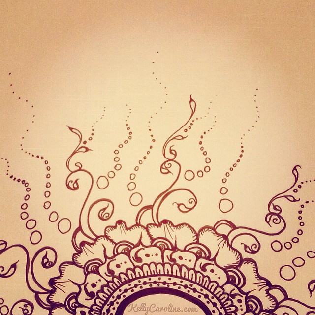 Henna drawing with an "under the sea" feel #henna #michigan #drawing #art #mehndi #floral #flowers #octopus  #tattoos #ink #kellycaroline