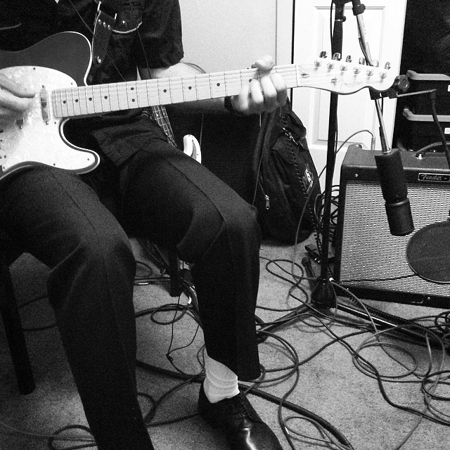 spending our nights here in the studio . #music #ypsilanti #heritagefestival #michigan #thefunnettes #kellycaroline #guitar #fender #americanmade #fenderdeluxe #amp #microphone