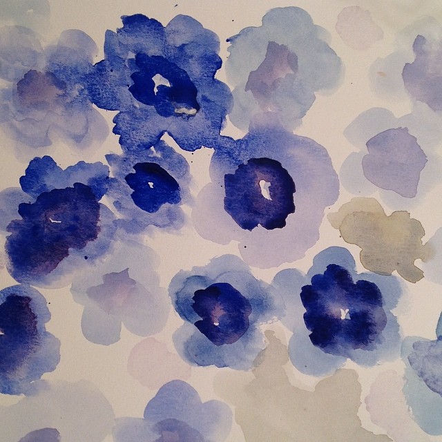 Watercolors of the little flowers growing outside #flowers #watercolors #art #painting #blue #lavender #pansies #abstract #kellycaroline
