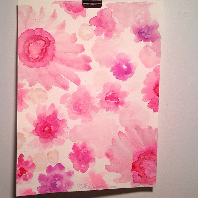 Watercolor Pink flowers for a friend's birthday gift#kellycaroline #watercolors #painting #flowers #pink #red #peonies #color #art #artist #gift #birthday #paints