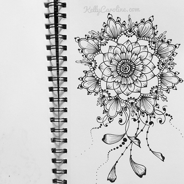 Henna design in my sketchbook – a mandala with vines #kellycaroline #hennaartist #michigan #henna #artist #sketchbook #sketch #art #drawing #ypsilanti #mandala #tattoos #tattoo #tattoodesign #mehndi