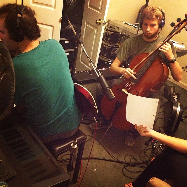 Late night recording .  #ypsilanti #heritagefestival #michigan #thefunnettes #familyband #music #recording #music #elvis #elvisfest #cello #fender #keyboard piano #coverband #chris