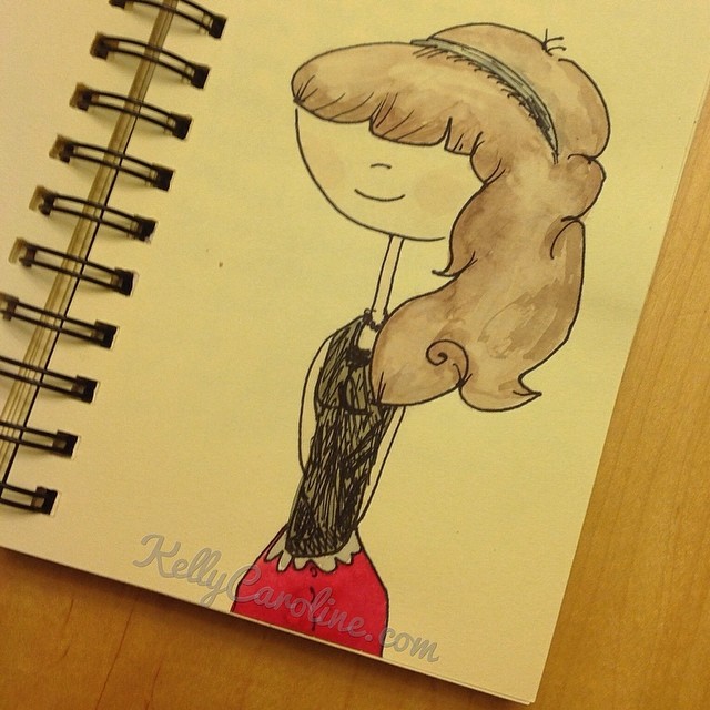 "Where has the time gone?" #watercolors #girl #red #brunette #art #kellycaroline #ypsilanti #blush #drawing #headband #fashion #sketchbook