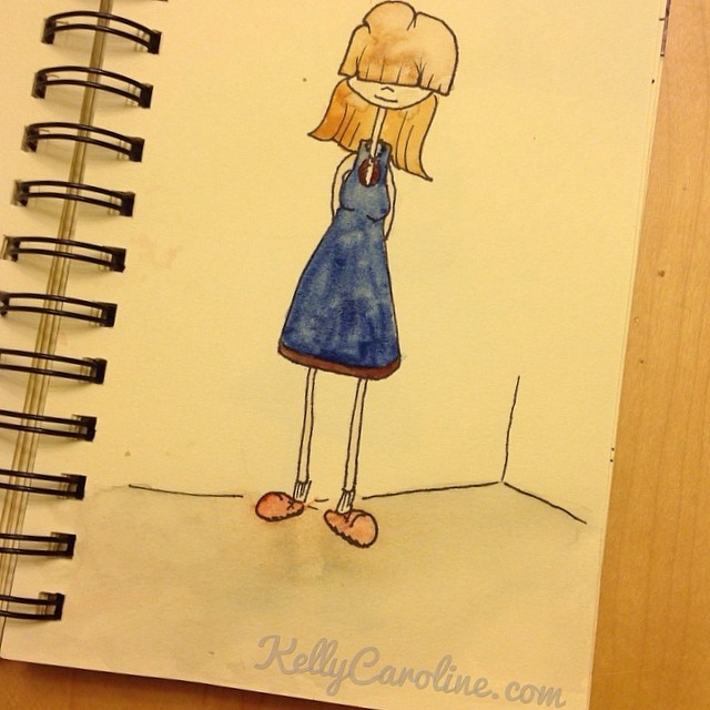 "Now that you mention it…" #watercolors #kellycaroline #girl #dress #blue #shoes #painting #drawing #art #artist #sketchbook