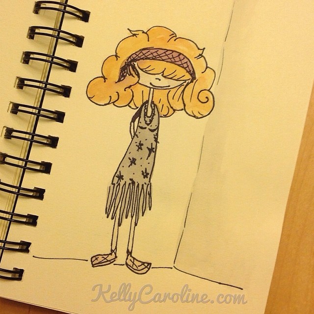"If you insist …" #shy #kellycaroline #watercolors #art #artist #ypsilanti #michigan #girl #blondehair #fringe #drawing #dress #headband #hippie