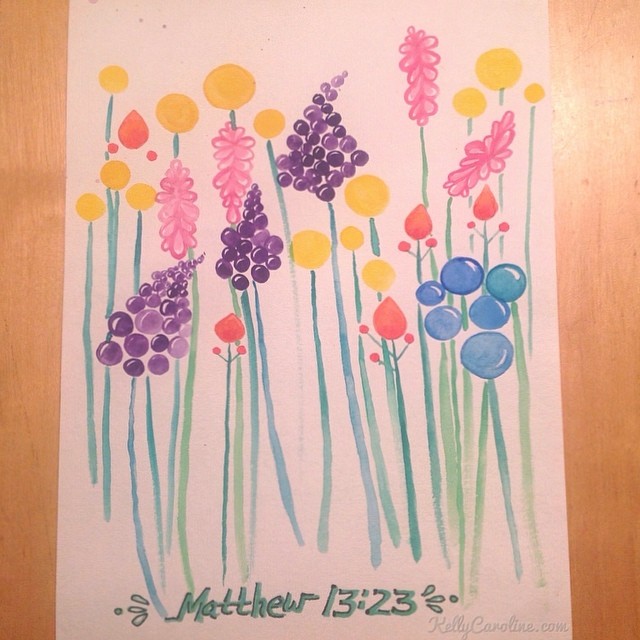 Watercolor for a friend leaving to live in China #kellycaroline #watercolor #paper #flowers #matthew #Jesus #parable #color #art #artist #ypsilanti #ypsi #china #missionary #love