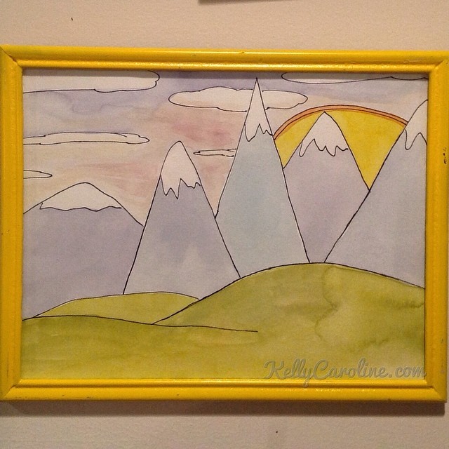 "Over there"  One of my most recent watercolors. Ive really been  loving mountains.#watercolors #kellycaroline #art #artist #mountains #watercolor  #painting #sun #summer #green #valley #sunrise #clouds #sunset #yellow #blue #ypsi #ypsilanti