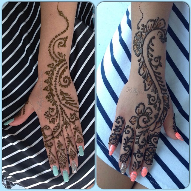 Lovely cousins came in today- both with striped dresses and both wanting pretty henna tattoos on the tops of their hands and fingers #henna #mehndi #mehndimonday #privateappointment #kellycaroline #michiganhennaartist #ypsi #ypsilanti #michigan #hennaonhand #hennadesigns #hennatattoos #tattoo #tattoos #tattoodesign #summer #design #artist #art #vines #stripes #nails #nailpolish