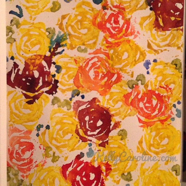 Made this a few months back with the cut end of a bundle of celery dipped in watercolors #kellycaroline #art #food #celery #colors #watercolor #watercolors #painting #nofilter #orange #flowers  #foodart #ypsi #ypsilanti  #design #yellow