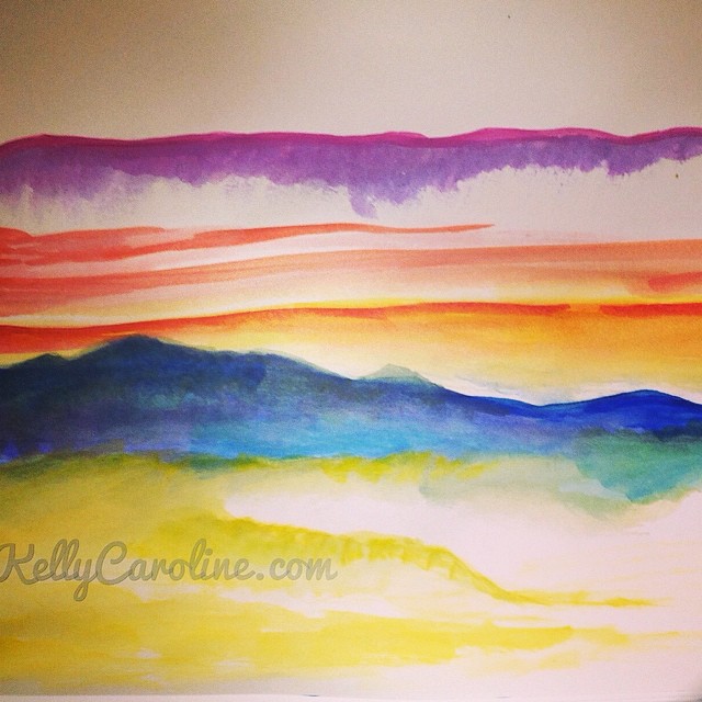 An Arizona sunset #Arizona #sunset #painting #color #colors #colorful #watercolor #watercolors #kellycaroline #art #artist #orange #canvas #paper #ypsi #ypsilanti #michigan #nature #mountains #abstract