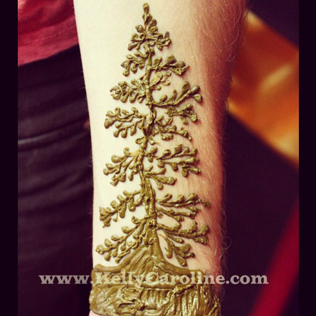 Henna pine tree tattoo design#henna #hennaartist #kellycaroline #ypsi #ypsilanti #michigan #michiganhennaartist #mehndi #tree #tattoo #tattoos #tats #design #armtattoo #nature #art #artist #pinetree