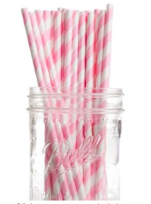 pink and white paper straws
