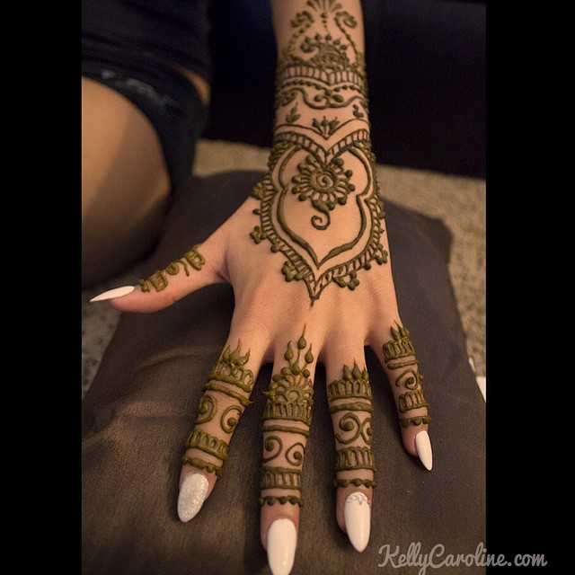 Wedding Henna on the top of a hand for a lovely bride – I really loved her stiletto nails, too.