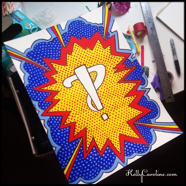 Interrobang painting completed #interrobang #paint #painted #painting #acrylic #red #yellow #blue #comic #comicbook #dots #sketch #sketchbook #gift #superhero #expression #questionmark #explosion #kellycaroline #art #artist #michigan #michiganart #colors #tattoo #design #designs