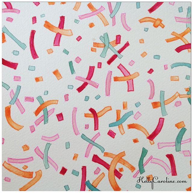 A watercolor painting I call PARTY! I painted this the night before my wedding anniversary this year- feeling celebratory! #illustration #watercolor #watercolors #party #confetti #streamers #art #artist #kellycaroline #kids #celebrate #colorful #pastel #design #michigan