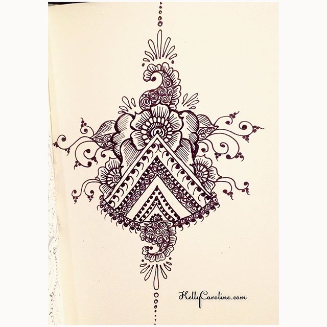 A new drawing in my notebook today with triangle henna tattoo design