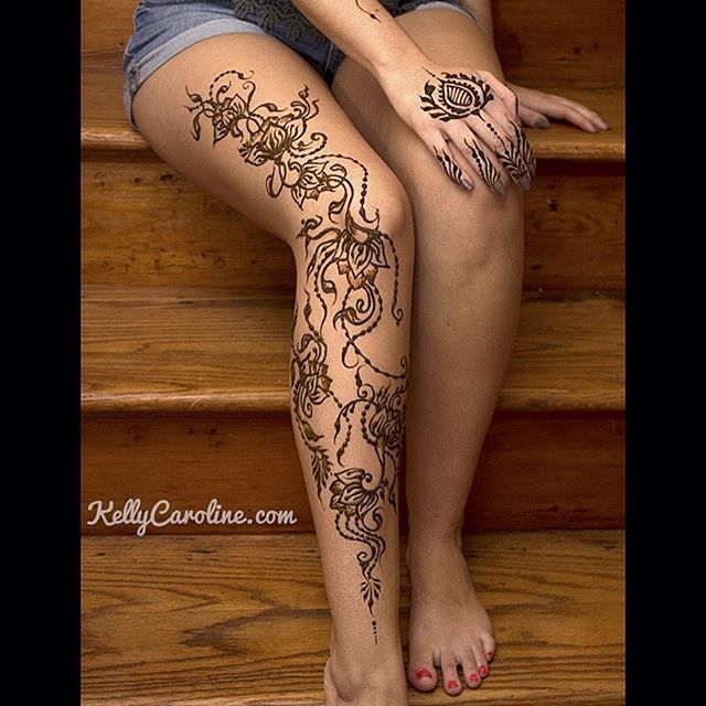 Lotus floral henna tattoo sleeve from yesterday’s henna session