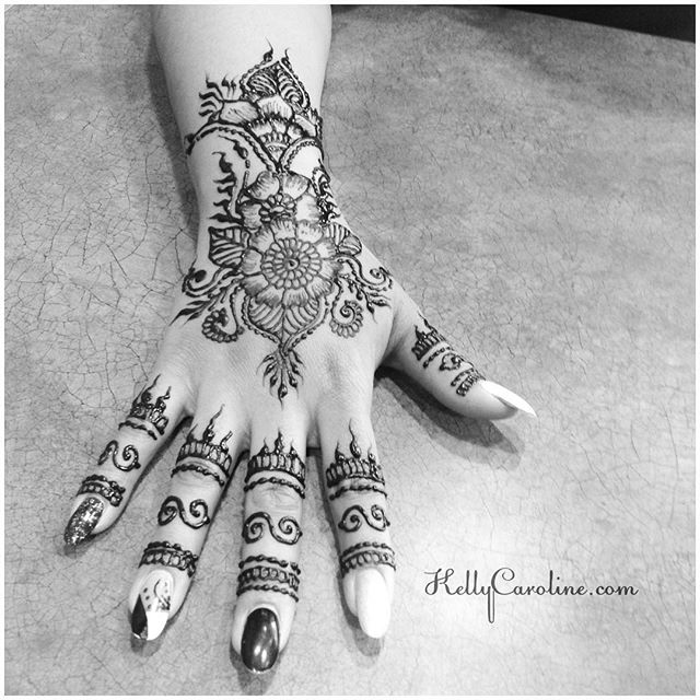 Our most recent hand henna design in the studio – . . . private appointments available Monday-Saturday 2-5:30pm call 734-536-1705 or email kelly@kellycaroline.com
