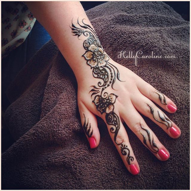 Henna for a guest at our Mehndi Party today in Troy, MI we were the artists for – . . . private appointments available Monday-Saturday 2-5:30pm call 734-536-1705 or email kelly@kellycaroline.com