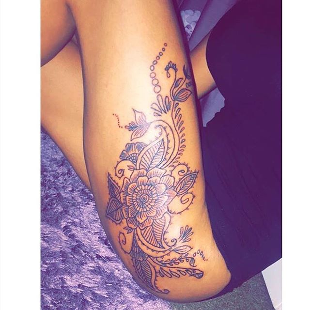 A beautiful permanent tattoo for @nayspencer_ of one of my henna drawings. It is so lovely on her!! And I love the placement