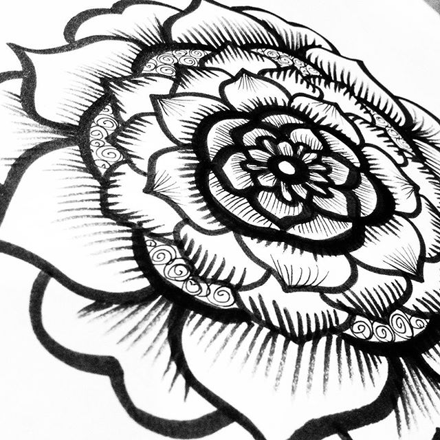 A black and white henna mandala from my sketchbook last night