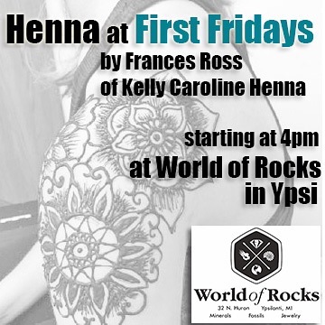 First Fridays tomorrow ! Come show off your skin and get adorned with some beautiful henna designs !! #henna #hennas #hennamichigan #firstfridays #ypsi #ypsilanti #michigan #summerfestival #tattoos #detroit #annarbor #kellycaroline #metrotimes #annarbor #tattoo #yoga #yogi #ypsireal #worldofrocks