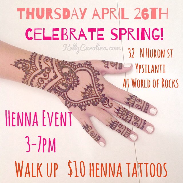 Join us THIS THURSDAY ! Excited the sun is finally back! Let's celebrate by having a henna pop up event for walk up appointments THIS THURSDAY at World Of Rocks in Ypsilanti 3-7pm ! Come on out and get Henna to celebrate Spring ️ . . . #henna #hennas #worldofrocks #ypsireal #hennaartist #kellycaroline #michigan #michiganartist #dearborn #dearbornheights #hennadesign #hennatattoo #hennatattoos #flowers #yoga #yogi #mandala #ypsi #ypsilanti #annarbor #annarbormichigan #mehndi