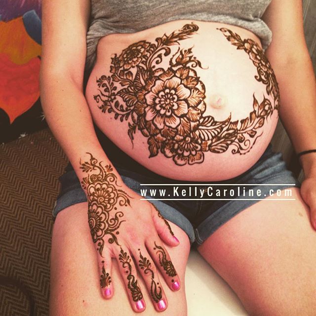 Met an awesome mama today - and I love how her henna came out. This was one of five appointments in the studio today - love busy henna days  . . . Know any lovely lady who is a mama-to-be? The ideal time frame to have your baby bump decorated in natural, organic henna is 30 weeks and up. Book a session or get a gift certificate for a friend ! #henna #mehndi #hennatattoo #hennatattoos #artist #kellycaroline #baby #mama #babyshower #floral #flower #babybelly #babygirl #hennas #tattoo #ink #tattoos #organic #natural #michigan #ypsi #ypsilanti #mandala #bellyblessing #blessing #kids #mama #mom #pregnancy #pregnant #michiganhenna